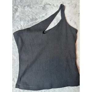 Princess Polly Black Top Halter Blouse Womens One Shoulder Cut-out Sz 4 Festival